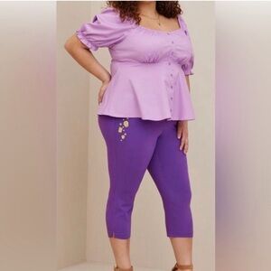 New! Torrid & Disney Tangled Rapunzel High Rise Crop Capri Pants Size 1X